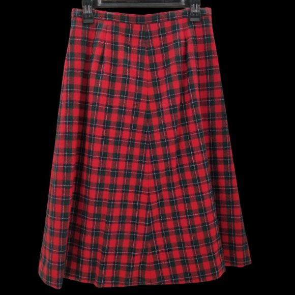 Vintage Pendleton Womens Size 14 Tartan Plaid Red Virgin Wool Maxi Skirt - Picture 1 of 9